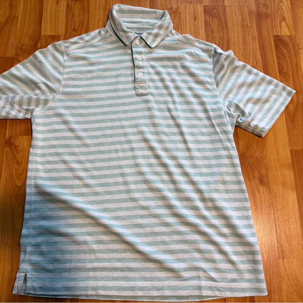 Johnston & Murphy Mint Green and White Striped Polo